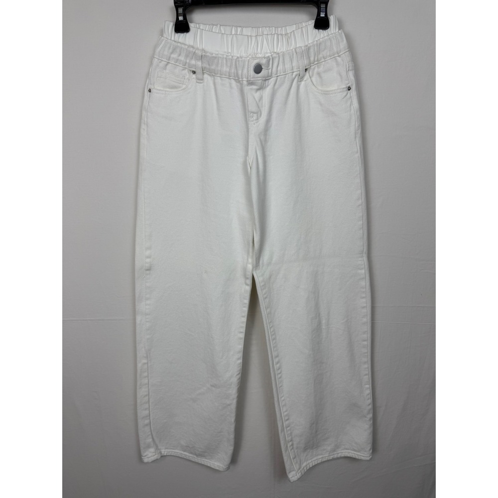 Missguided Women 100% Cotton Jeans 27 White Elastic Waist Straight Leg Denim